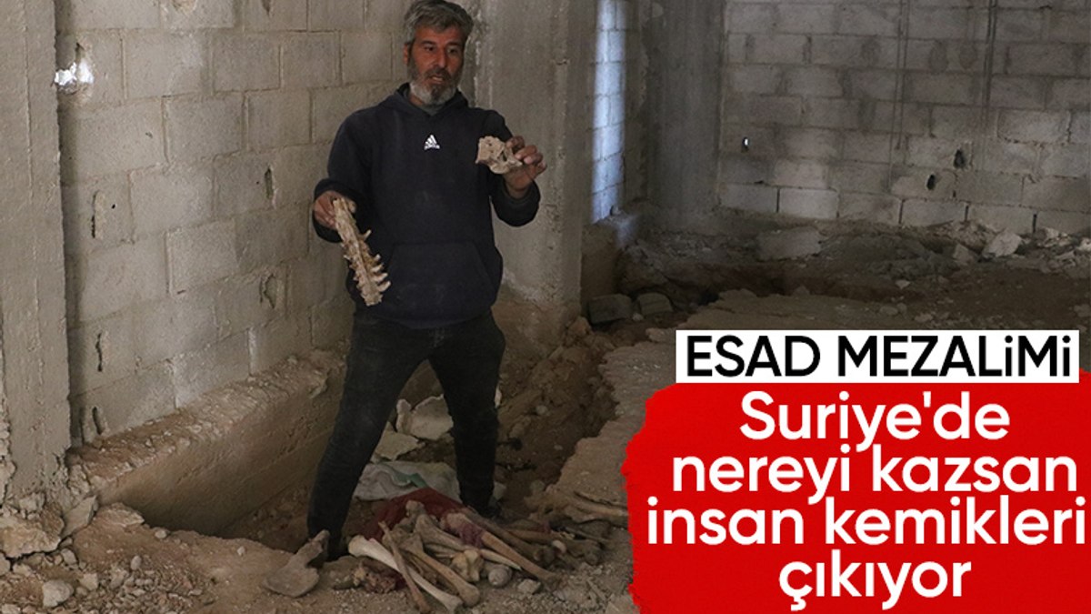 Suriye’de korkunç görüntüler: Bina temellerinden insan kemikleri çıkıyor